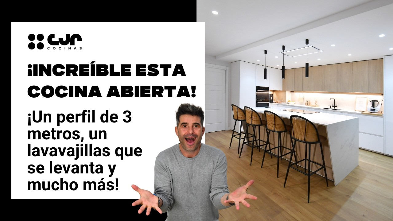 Cocinas BLANCAS y MADERA ABIERTAS al salon con ISLA Cocinas CJR