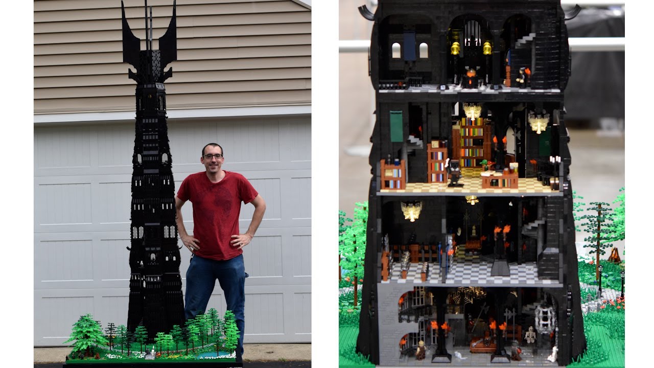 Huge LEGO Tower of Orthanc with Full Interior – 8 Feet Tall!