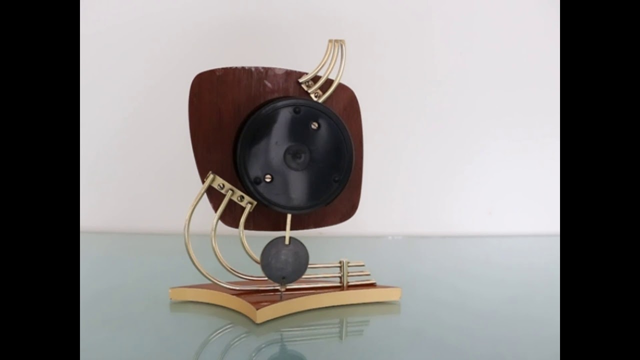 sold! LUHOWA Mantel Clock Vintage Collectors Item HIGH GLOSS! Brass MULTI COLOR German