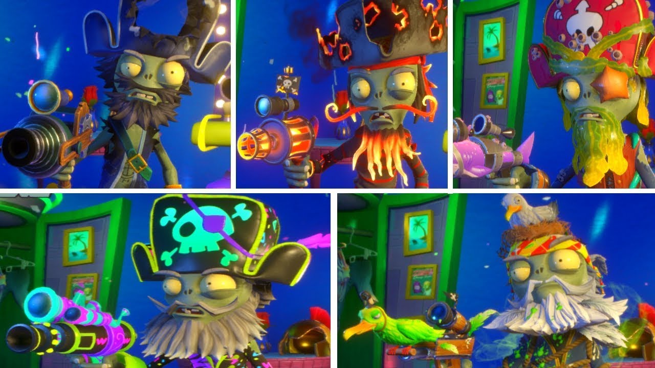 Plants vs Zombies Garden Warfare 2 - All CAPTAIN DEADBEARD Variants