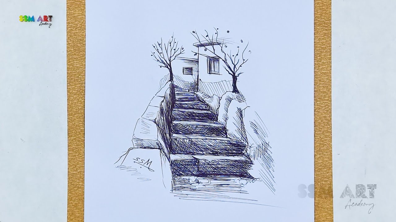 Stairway to Serenity: Mastering Urban Landscape Sketching | SSM Art