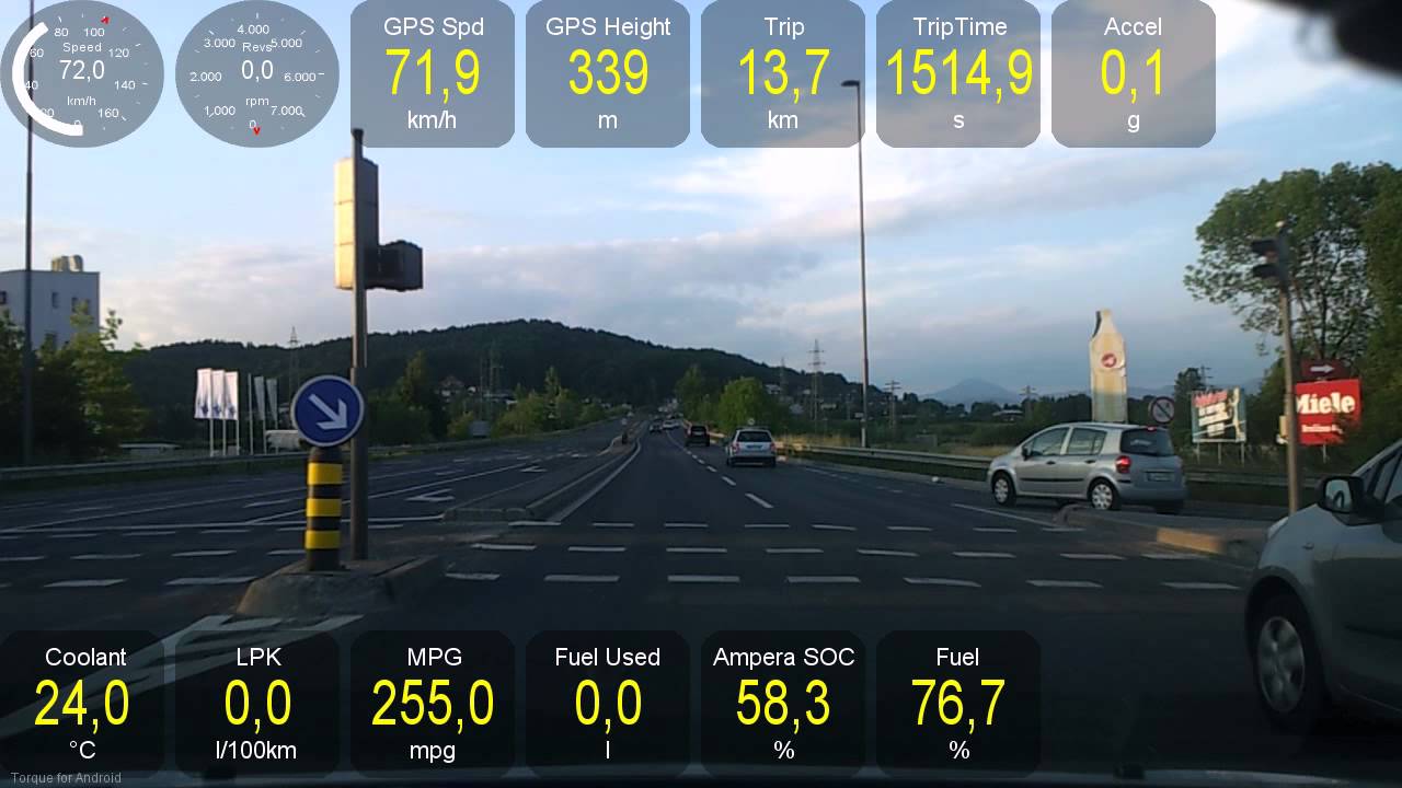 Test driving Opel Ampera with Torque data - battery State Of Charge
