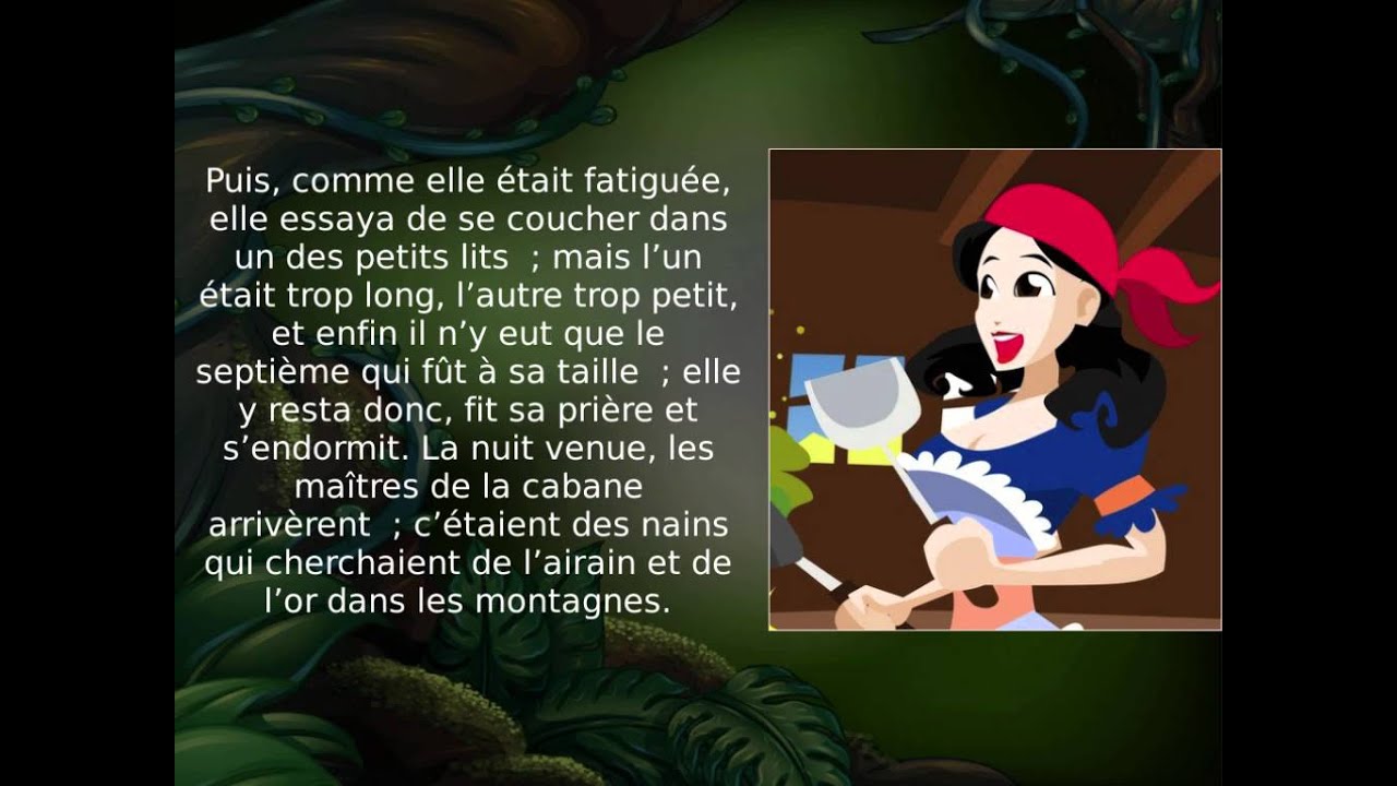 Blanche Neige, conte de Grimm (illustrations, texte et audio)