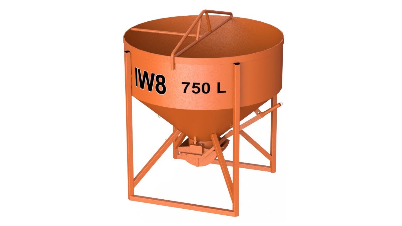 Balde 750 Litros com Descarga Central do Concreto para Gruas de Obra