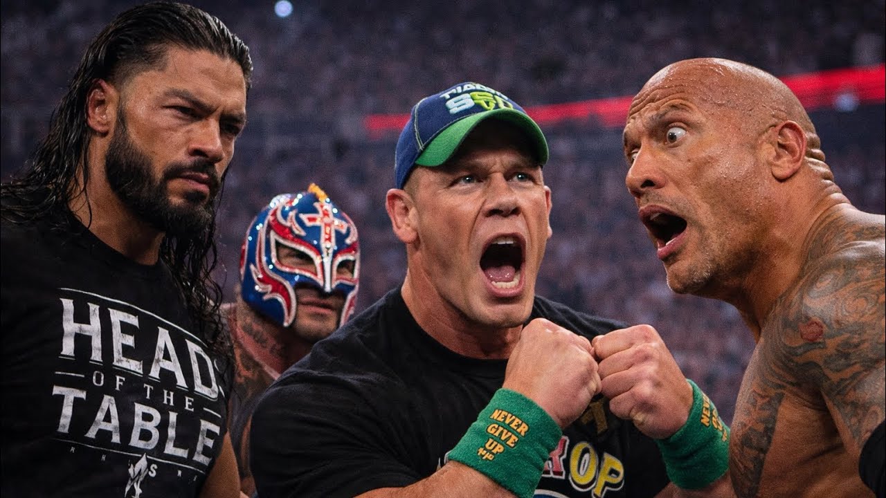 WWE Full  Fatal 4-Way Match Roman Reigns Vs John Cena Vs Rey Mysterio Vs Rock 