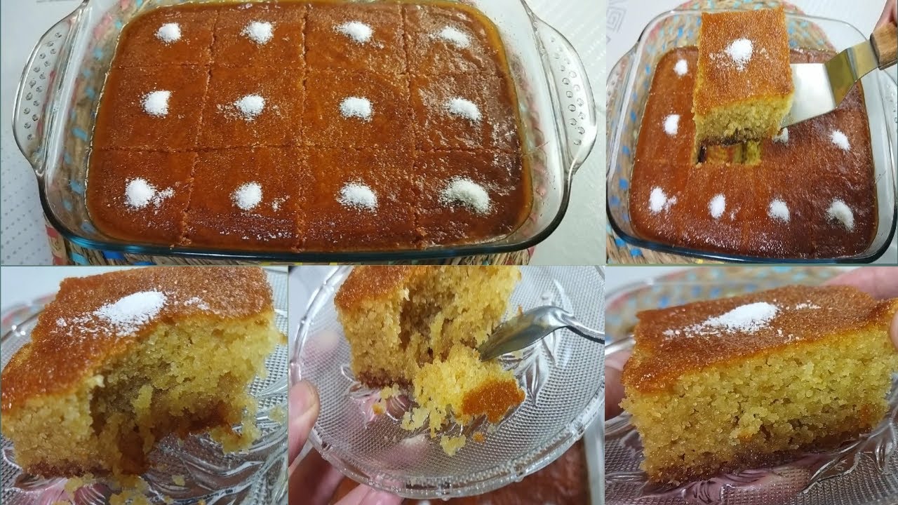 أسهل و أروع بسبوسة 😋خفيفة ومشربة والبنة روعة فقط ب 2 بيضات 👍جربوها 💕