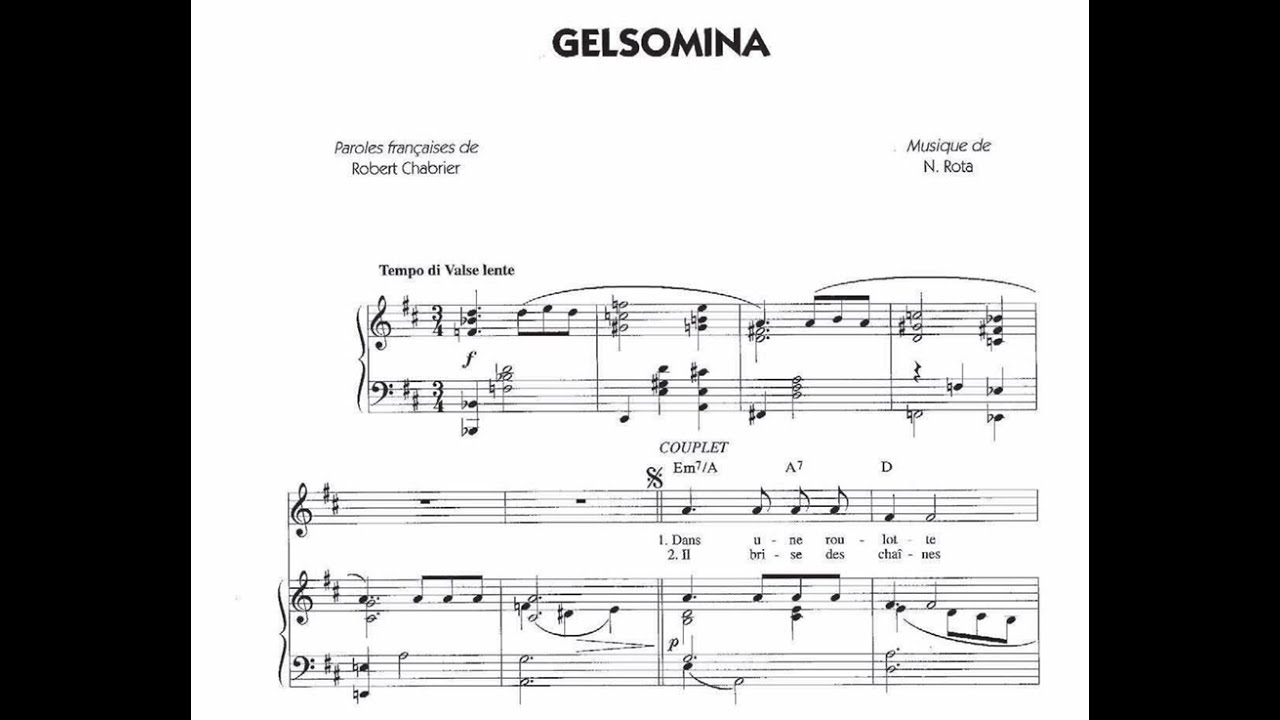 Nino Rota - La Strada (Gelsomina) Piano + Sheet Music