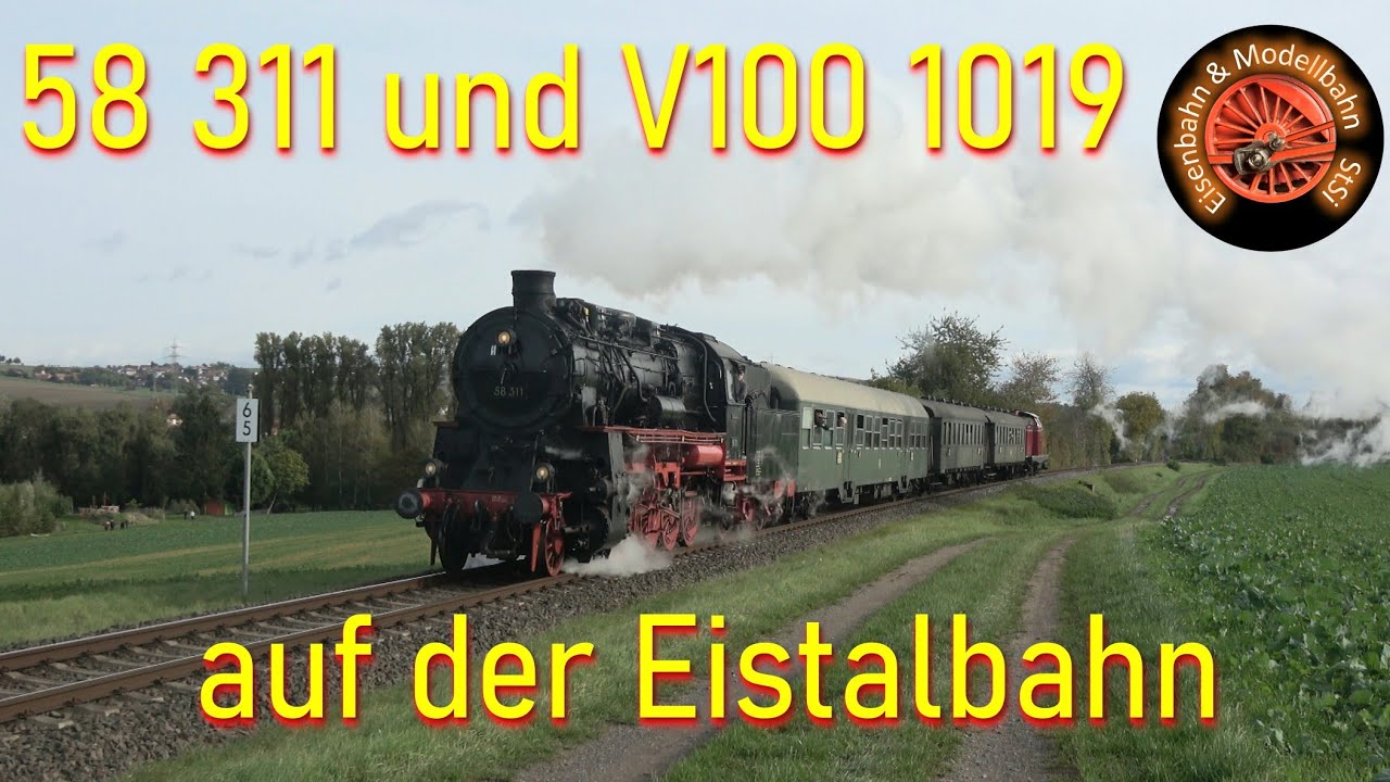 58 311 und V100 1019 auf der Eistalbahn - 30 Jahre Reaktivierung Bahnstrecke Grünstadt– Eisenberg