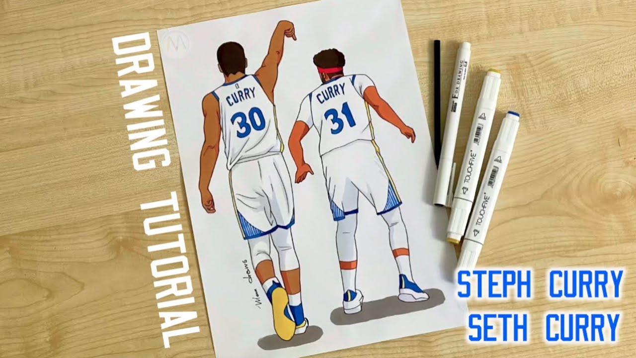 How to draw Steph Curry and Seth Curry together in Warriors