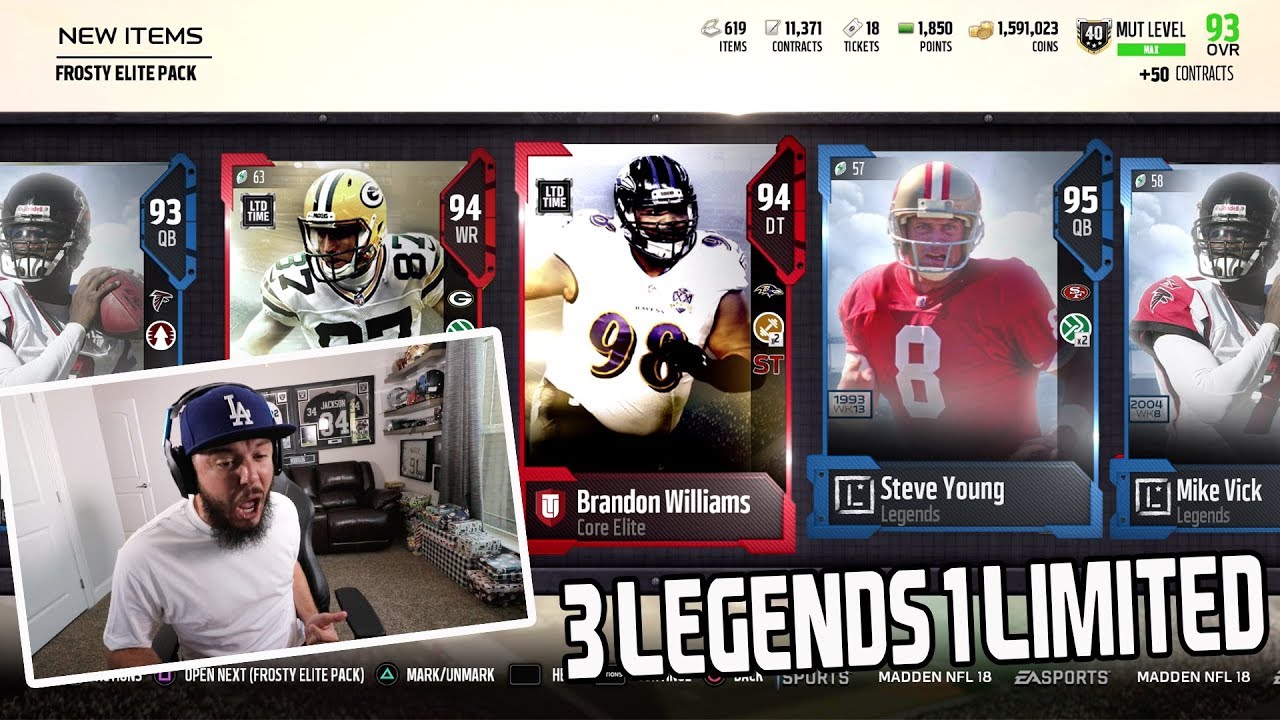 LIMITED TIME PULL!! 3 GUARANTEED FULL LEGEND PULLS  | MADDEN 18 PACK OPENING