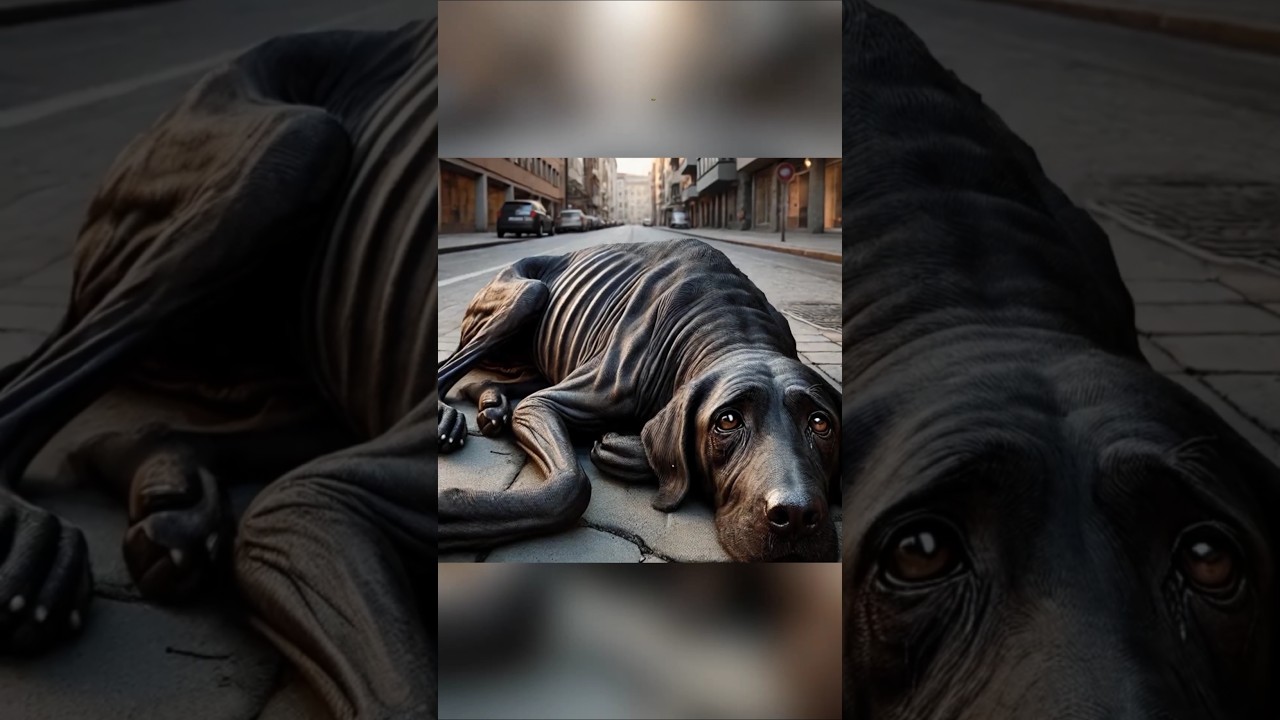 The Sad Life Of A Homeless Black Dog.💔