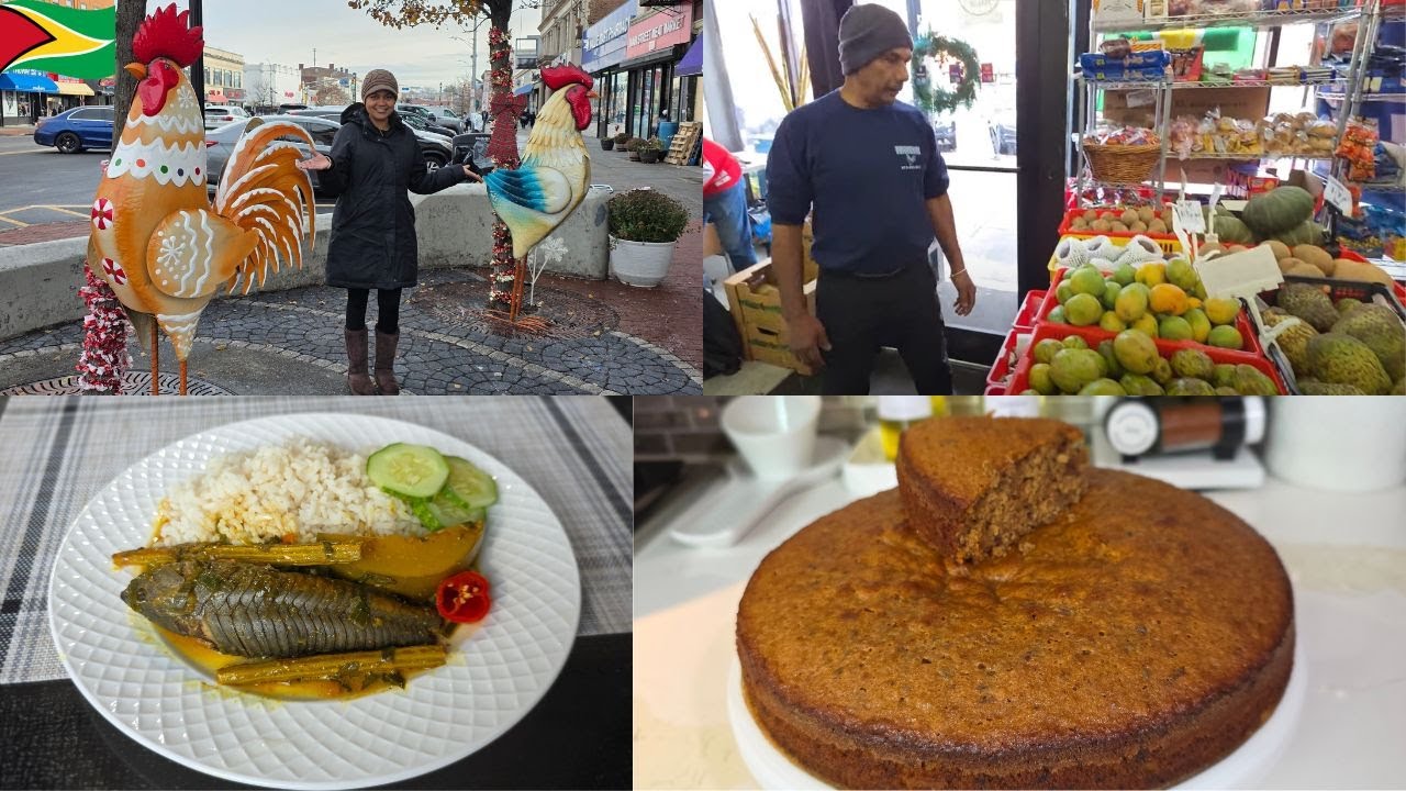 🇬🇾МЯСНОЙ РЫНОК НА ГЛАВНОЙ СТРИТ | СВЕЖЕЕ КАРРИ ХАССА ИЗ ФЛОРИДЫ И ФРУКТОВЫЙ ТОРТ В ГАЙАНСКОМ СТИЛЕ🇬🇾