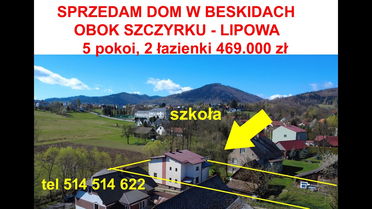 Sprzedam dom do remontu obok Szczyrku. LIPOWA, tel. 514 514 622 , w Beskidach, w kotlinie Żywieckiej