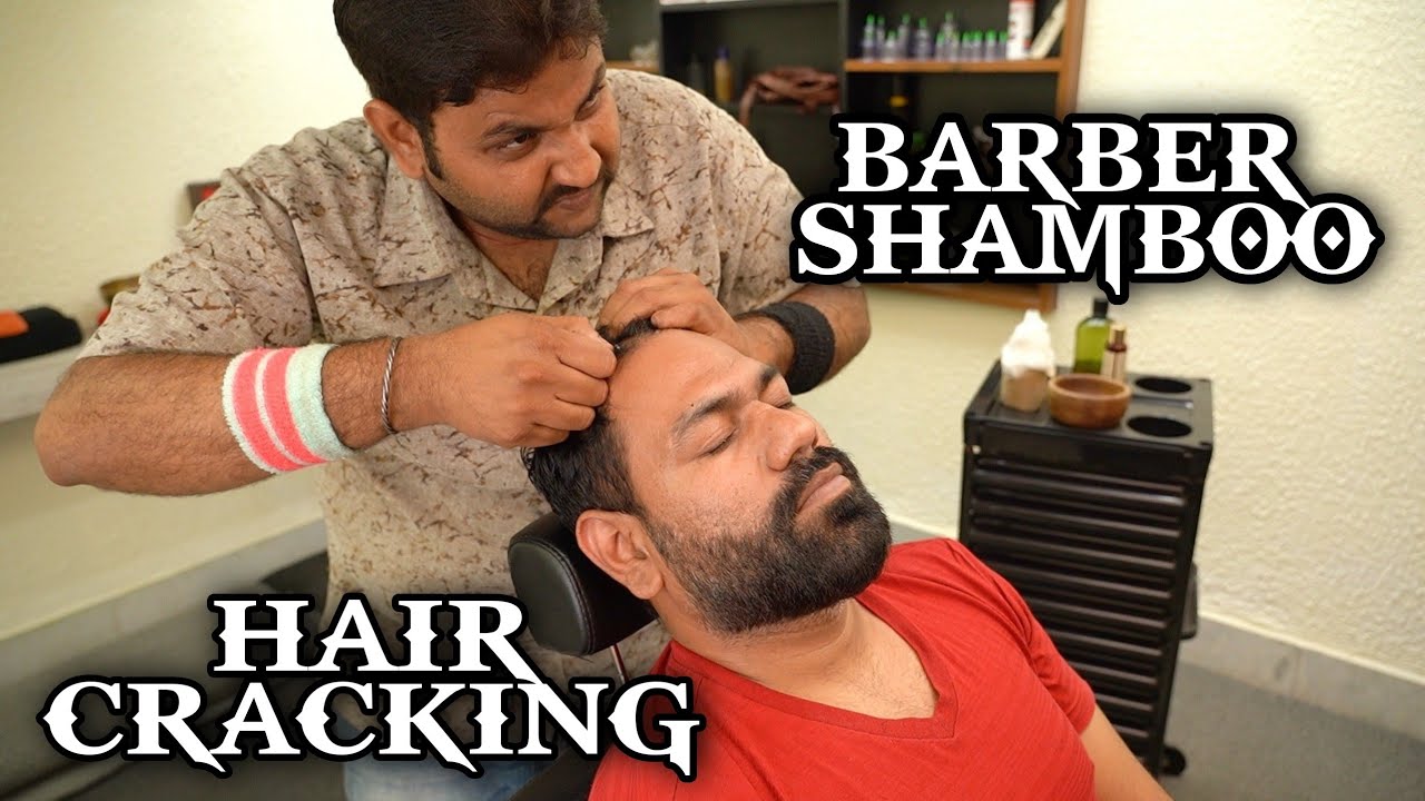 Head Massage therapy, Skin, Hair Crack,  Neck Cracking by Indian Barber SHAMBOO 😌 