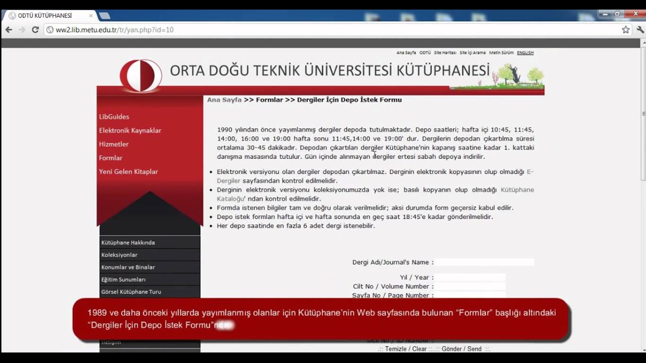ODT&Uuml; K&uuml;t&uuml;phanesi'nde Lokasyonlar