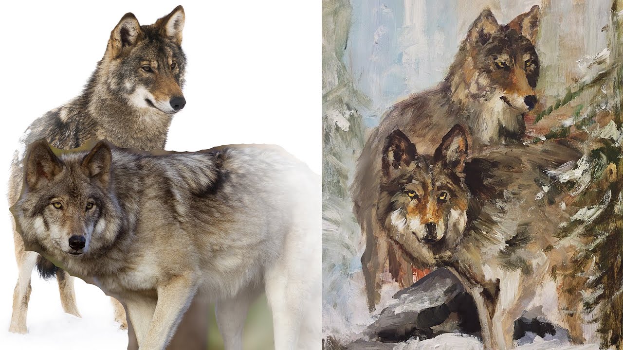 How to Paint Timber Wolves with Acrylics Wildlife painting techniques