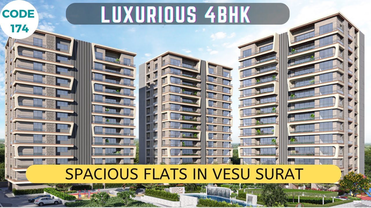4bhk Spacious Flats for sale in Vesu Surat! Luxurious amenities! Good Location!