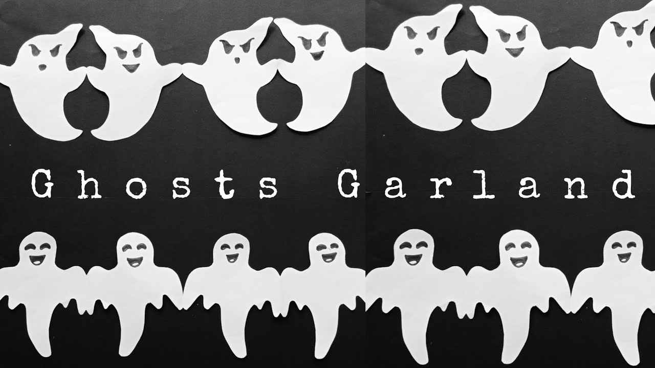 Diy Ghost Garland || Halloween bulletin board border decoration || Halloween paper craft ideas ||