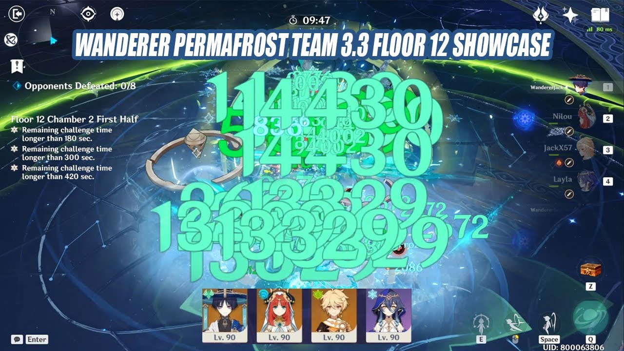 Wanderer Nilou Dendro Traveler Layla Bloom & Permafrost Team - Satisfying AOE Combo 3.3