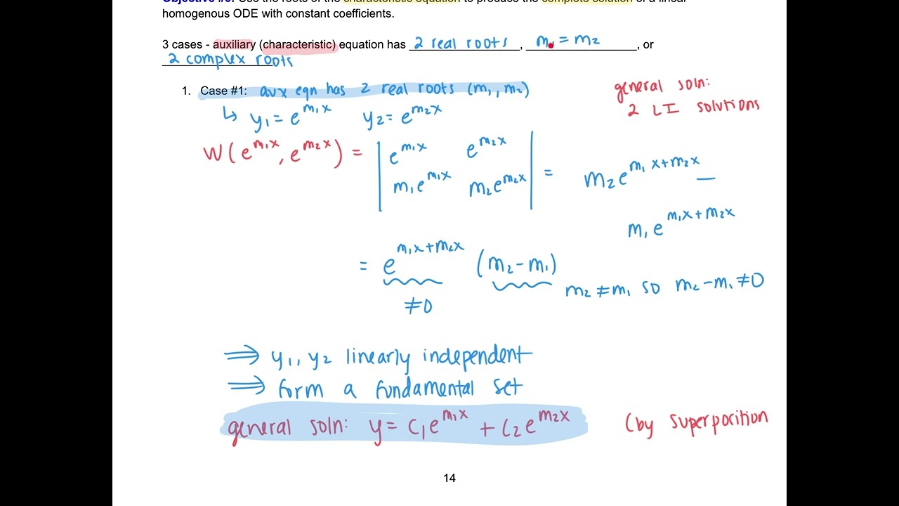Примечания к дифференциальному уравнению 4.3: однородные линейные уравнения с постоянными коэффиц...