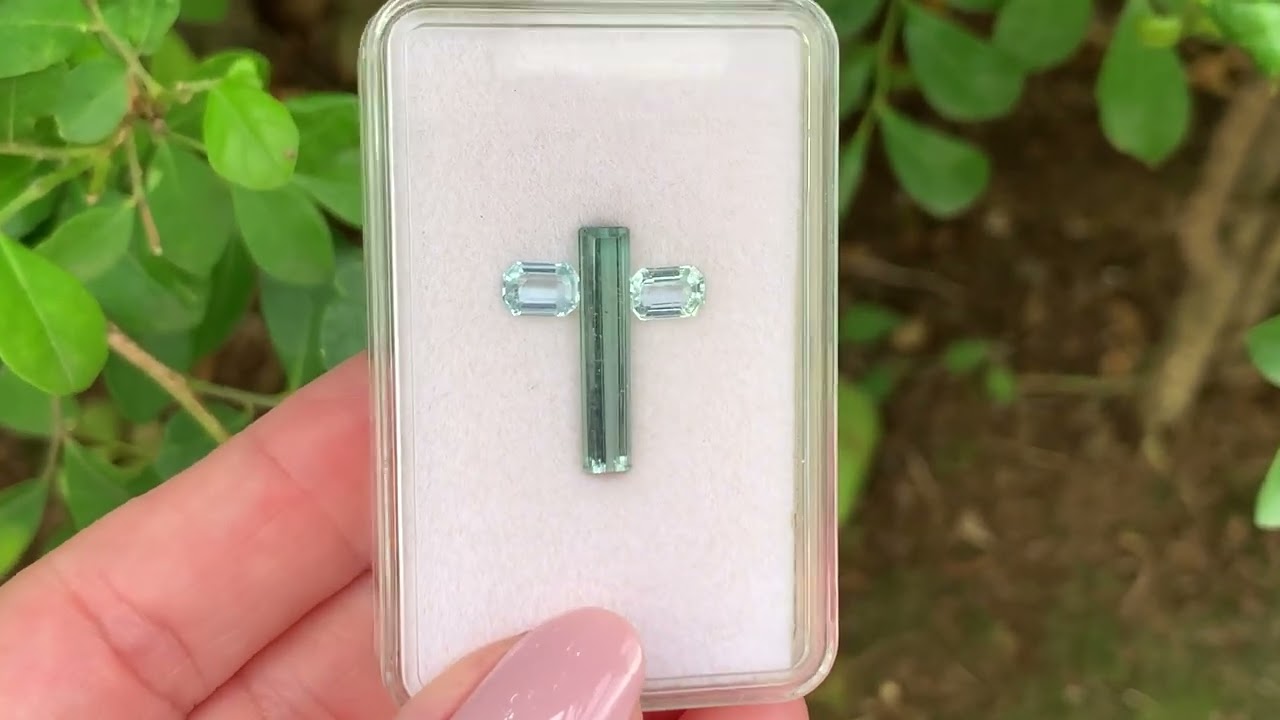L0528| 3,94ct 3ø Turm. Verde + Água Marinha