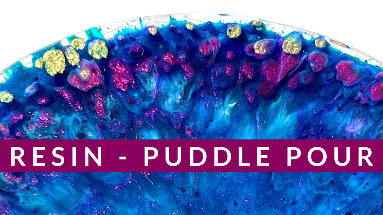 Resin Puddle Pour with Crackle effects! GORGEOUS Peacock colors!