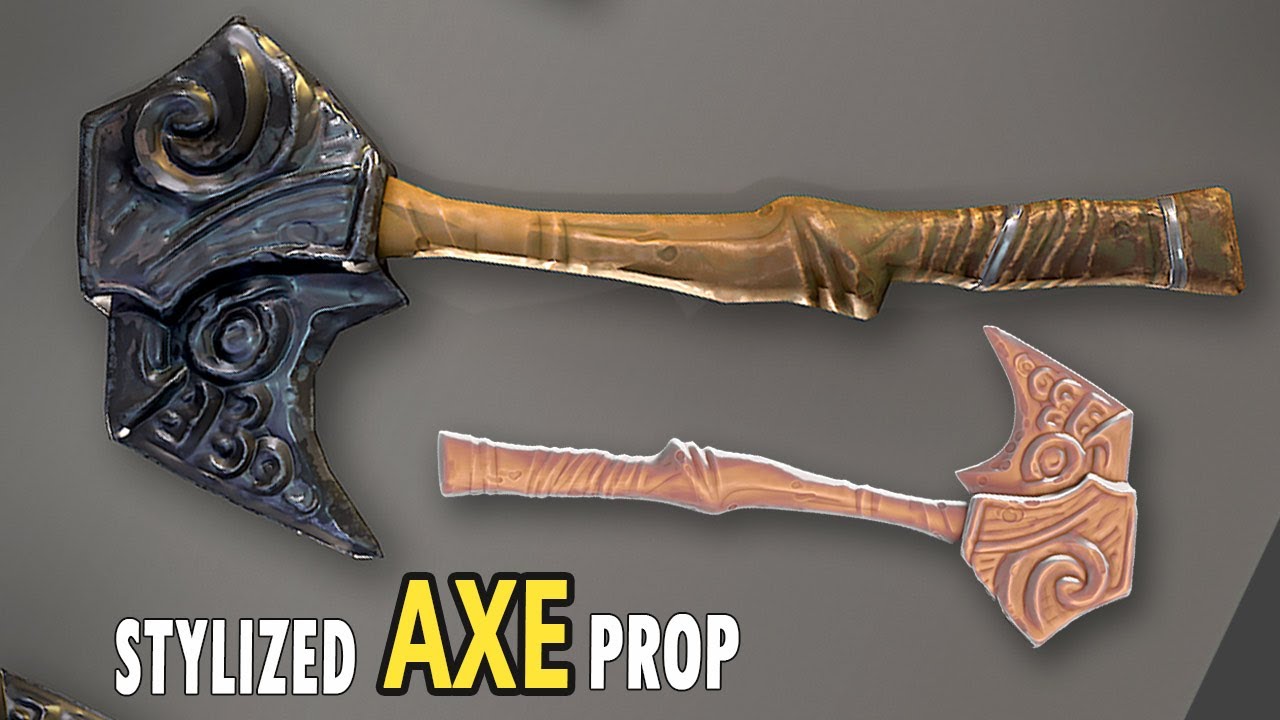 Making a stylized axe weapon in Maya, Zbrush, and Substance 3D Painter
