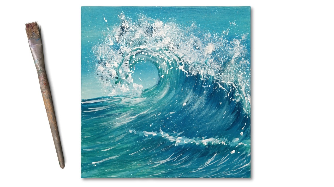 Bewegtes Wasser malen: Welle in Acryl – Kursausschnitt