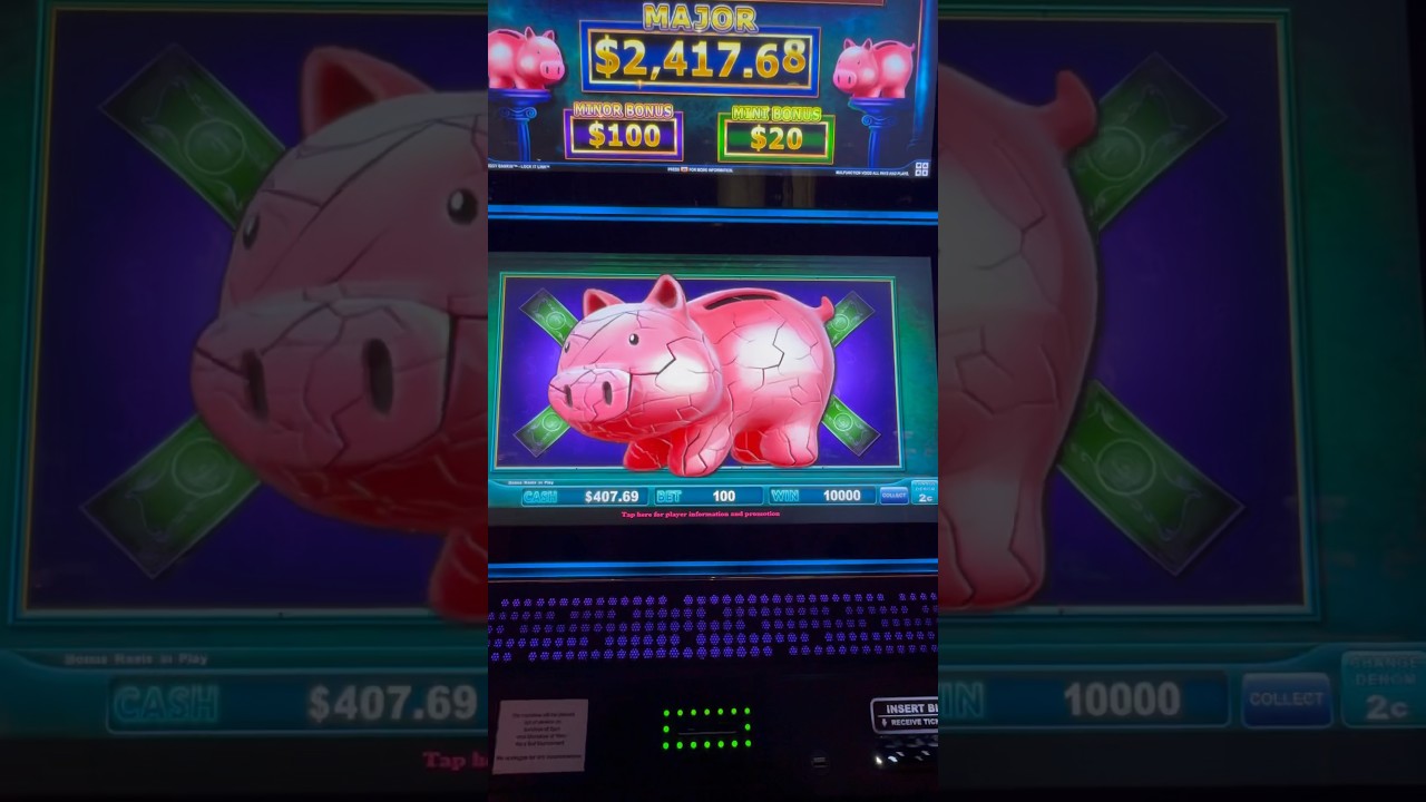 Full Screen Pig! Piggy Bankin Slot! Rare 5 Banks  #slots #casino #jackpot #slotmachine #bonus
