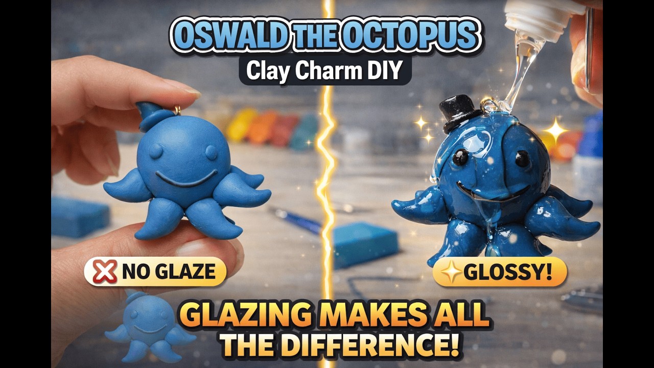 “Oswald the Octopus Clay Charm DIY | Glazing Tutorial (Before & After)”