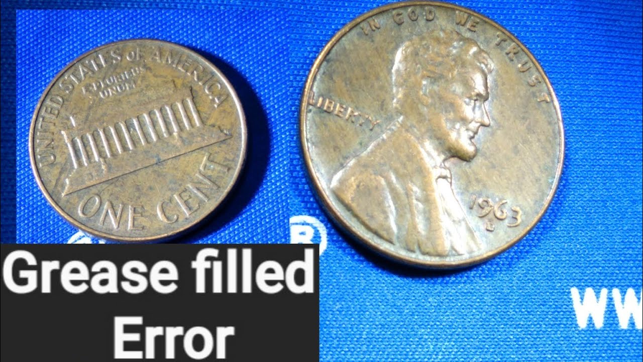 Struck thru Grease Penny 1963 D: Grease Filled Error #penny #coincollecting