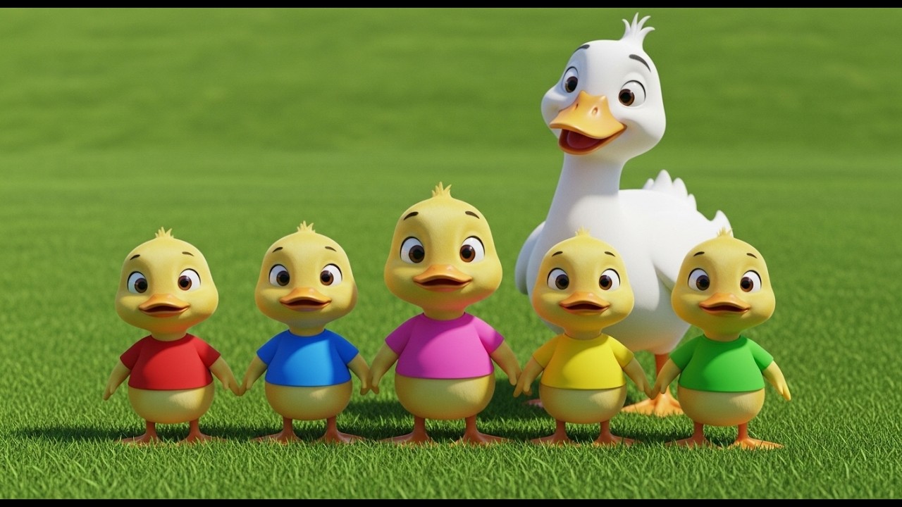 5 Little Ducks | Family Style 3D Animated Nursery Song for Kids Sing Along