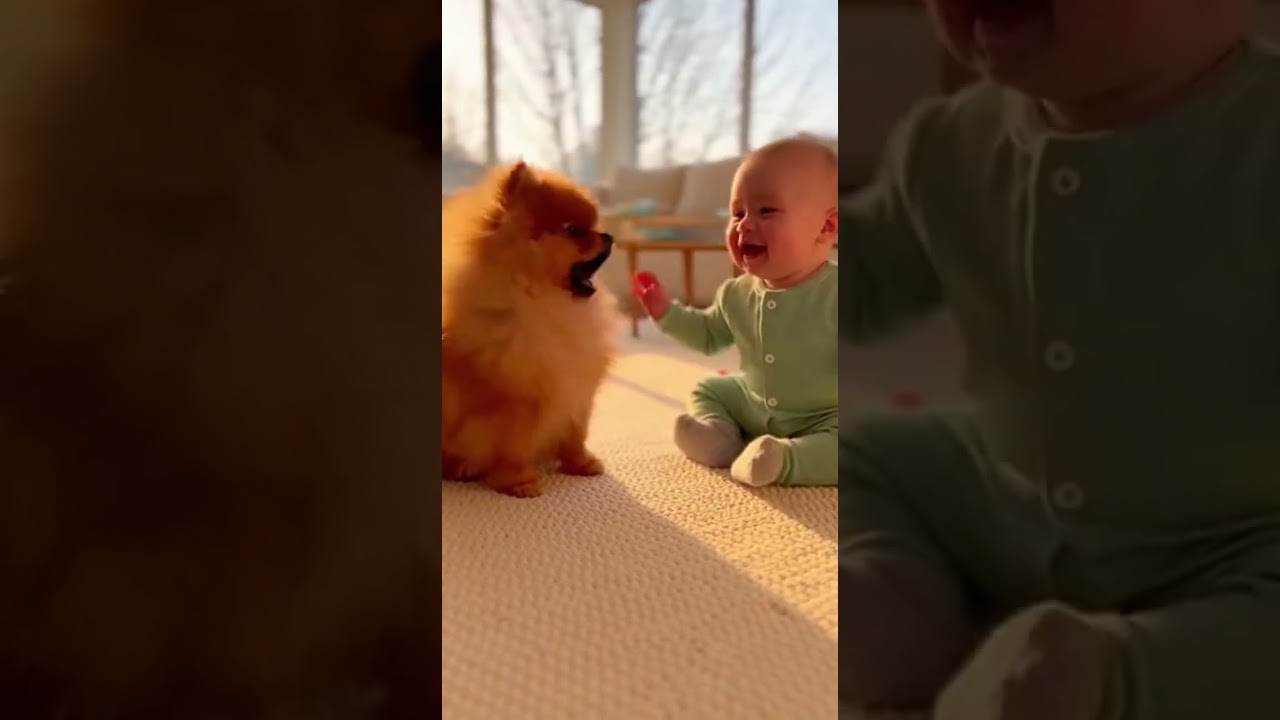 Puppy and Baby: Pure Joy in Golden Light