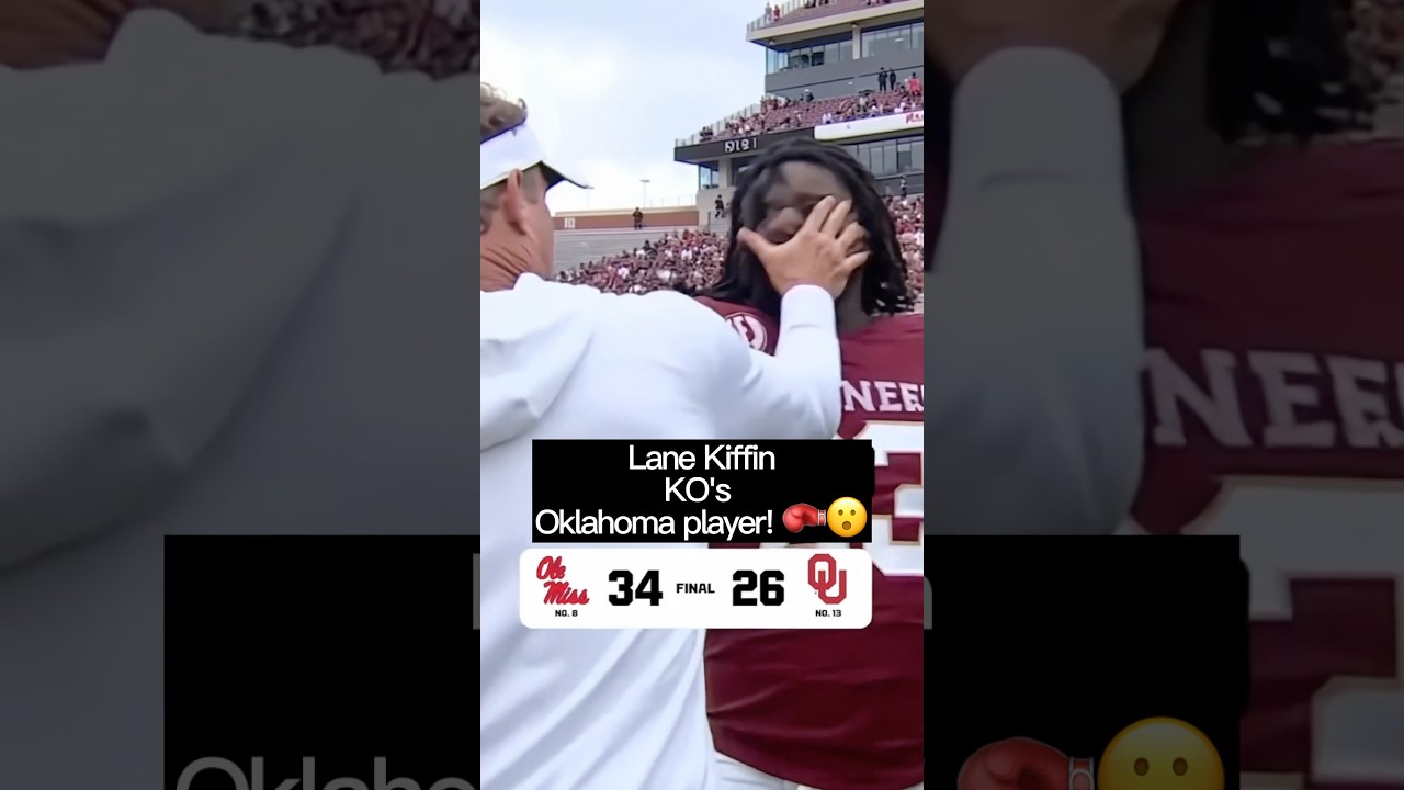 Лейн Киффин нокаутировал игрока &laquo;Оклахомы&raquo; в послематчевой стычке! #lanekiffin #olemissfootball #...