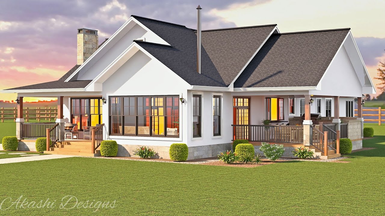 Exceptional Farmhouse Design With 2-Car Garage, Sunroom & Grilling Porch ID #1023
