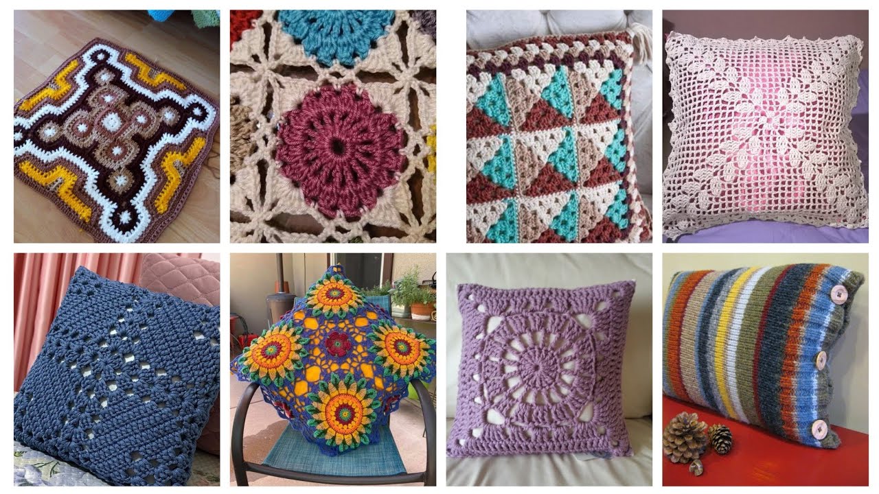 Beautiful and stylish crochet cushion designs #unique new pillows covers ideas