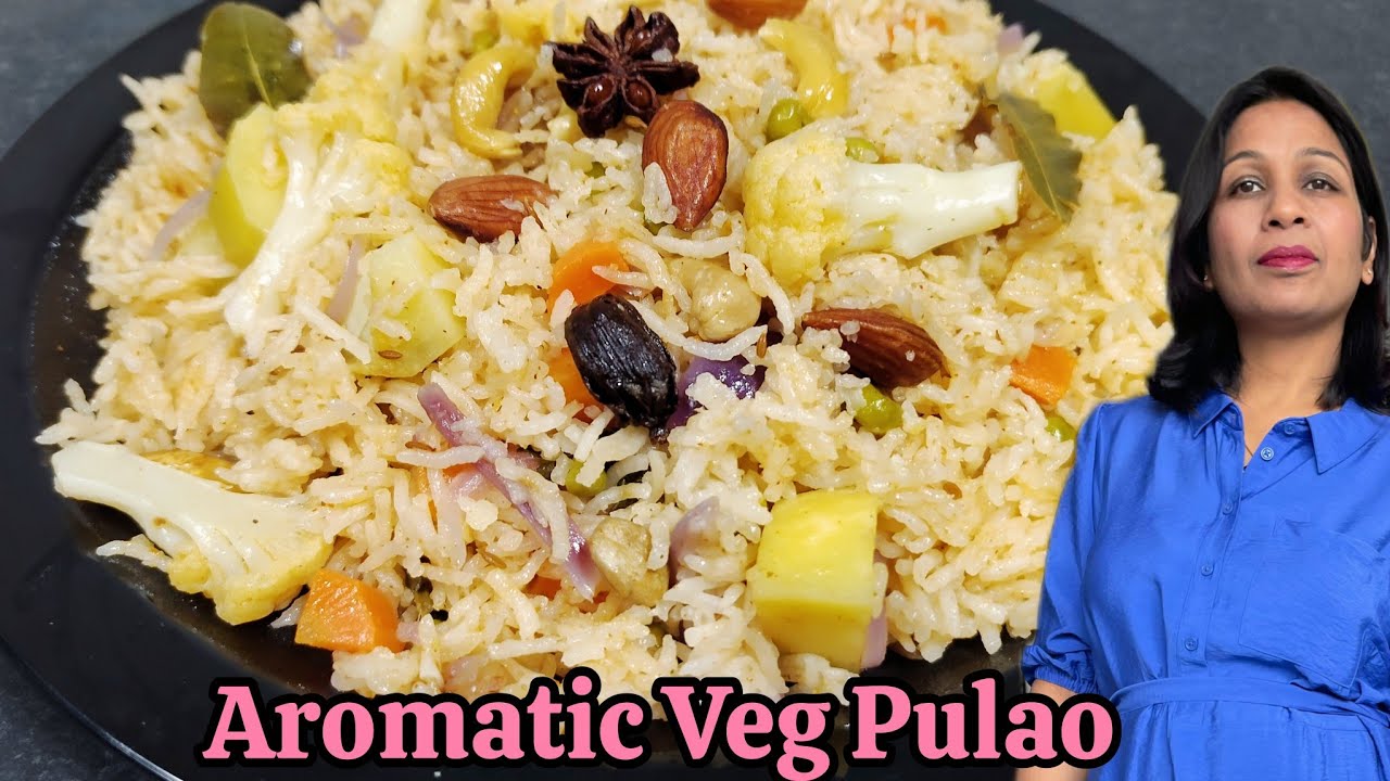Aromatic Veg Pulao: Loaded with Nuts, Whole Spices, and Fresh Greens.