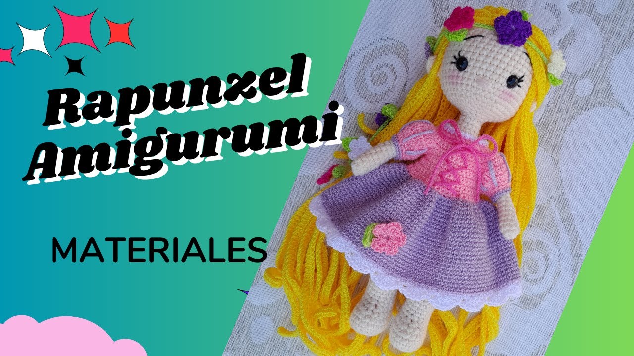 Materiales para realizar a Rapunzel Amigurumi tutorial Princesas Disney