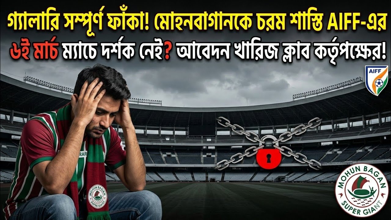 Mohun Bagan vs Odisha FC ফাঁকা গ্যালারিতে! AIFF-এর চরম শাস্তিতে হতাশ মেরিনার্সরা