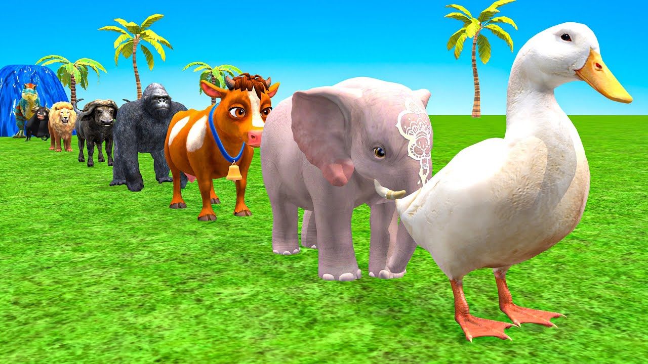 Love Long Slide Game With Cow Elephant Gorilla Hippopotamus Tiger 3d Animal Game Funny 3d Animals