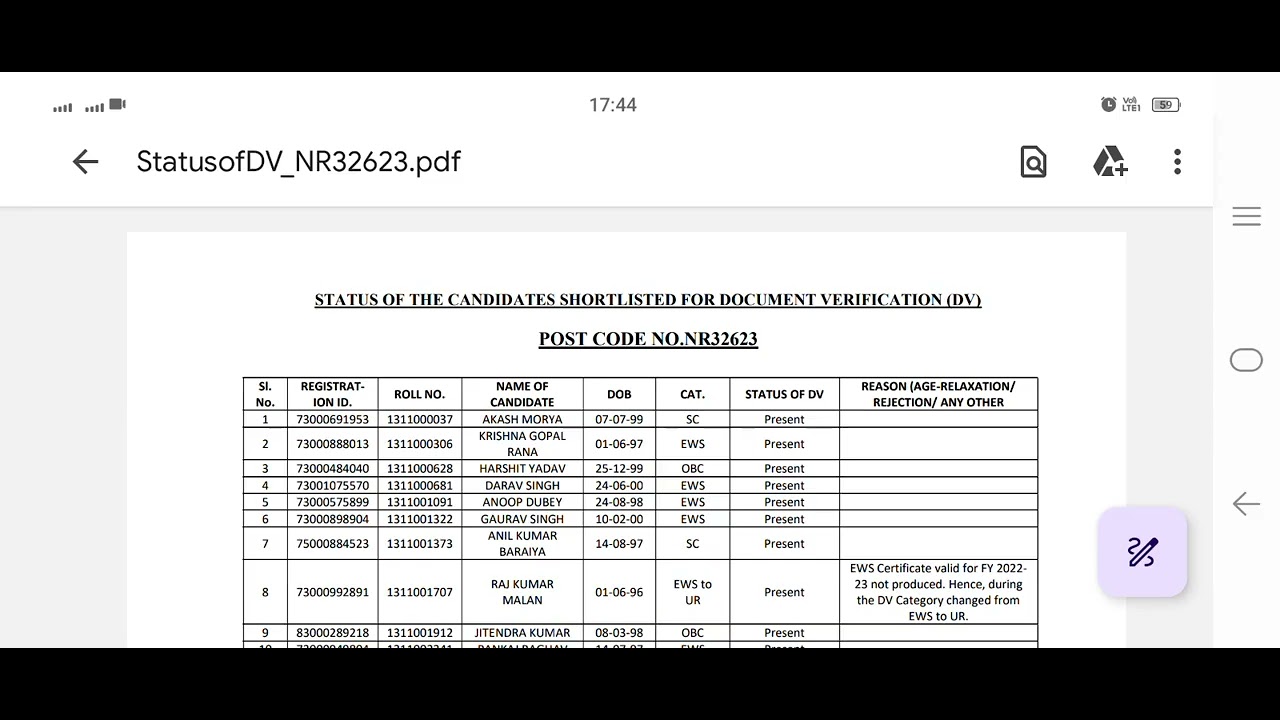 Mes driver result ssc phase 11 result 
