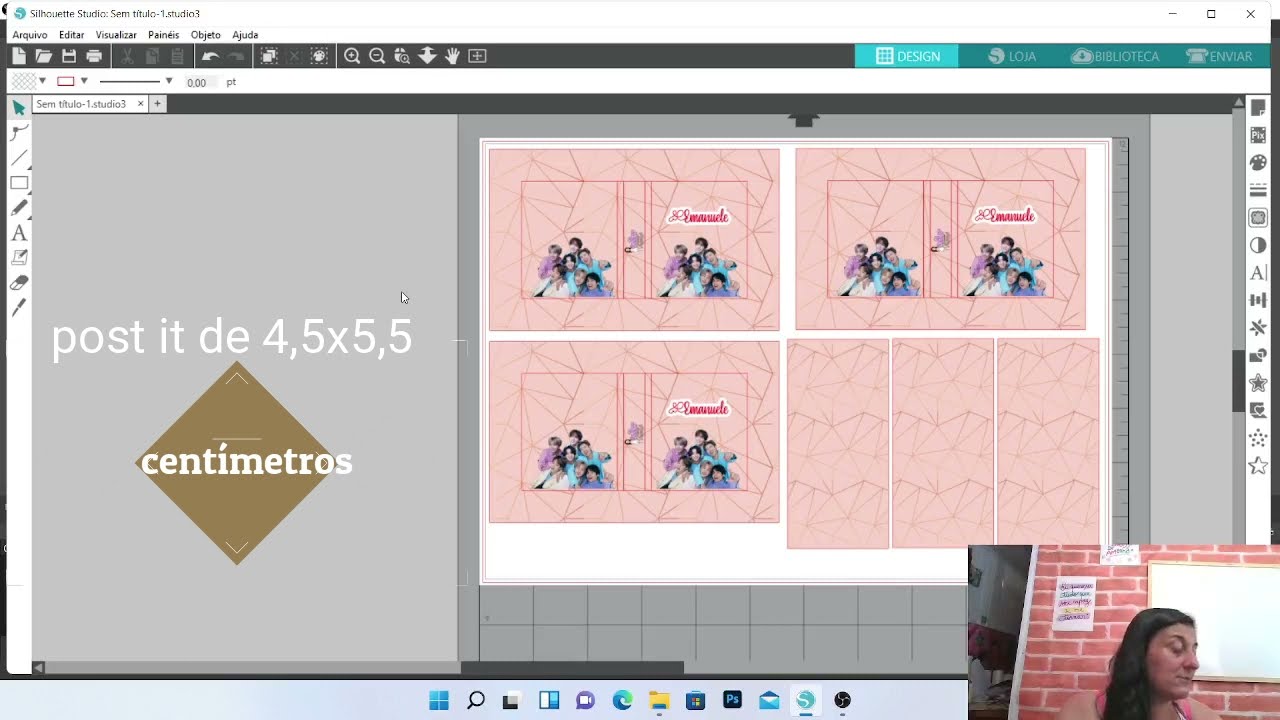 Como fazer arte para chaveiro post it no Studio Silhouette #1voltaasaulas