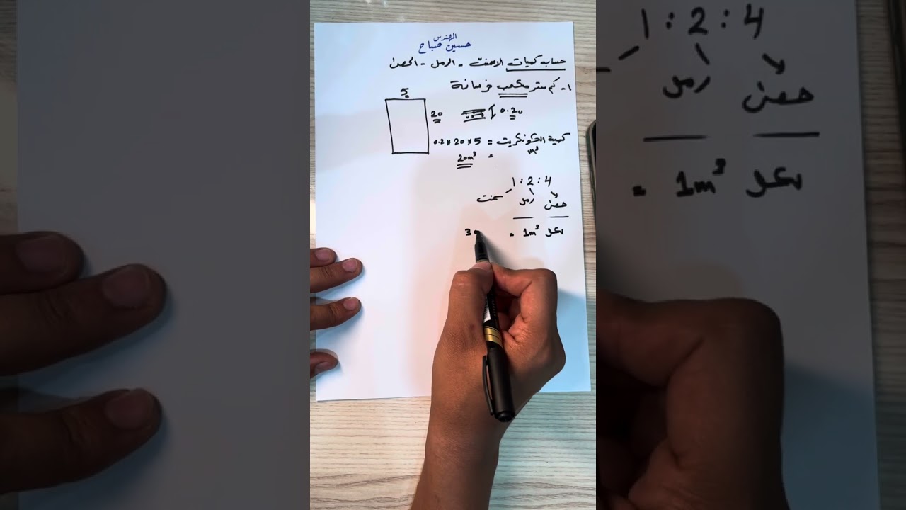 حساب كميات الاسمنت والرمل والحصى بشكل مبسط