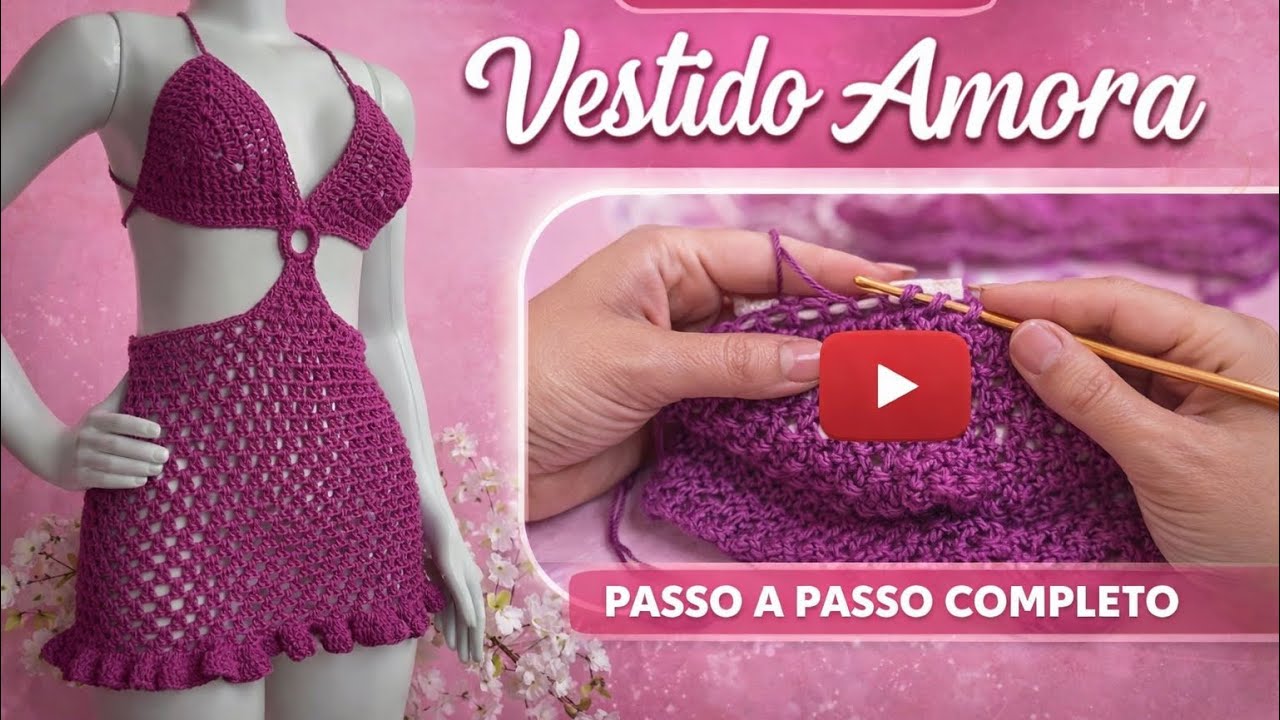 Vestido Amora 💕| PARTE 1 - vestido de crochê com barbante 6
