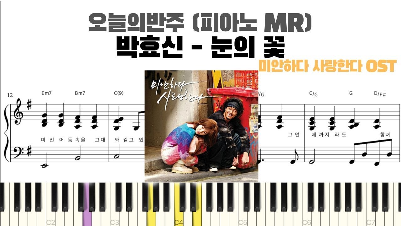 박효신 - 눈의 꽃 雪の華 (미안하다 사랑한다 OST) 피아노 반주 악보 | MR | ピアノ音楽 | piano sheet | piano cover | k-pop piano