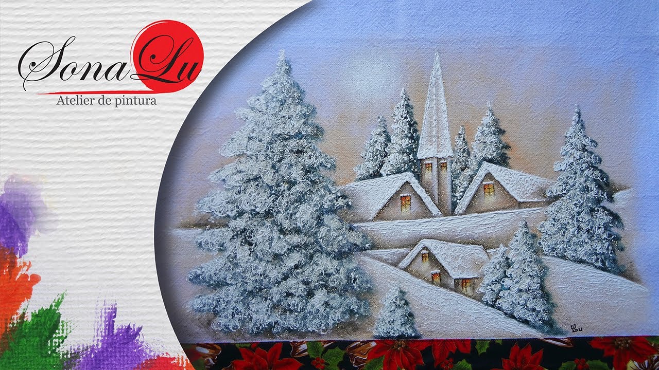 Aula 597 - Natal 2016 - Paisagem com Neve em Pano de Prato