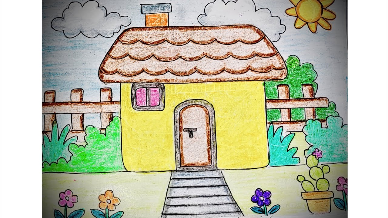  House drawing 🏠 step by step tutorial for beginners | How to draw a House | Simple #home #painting 