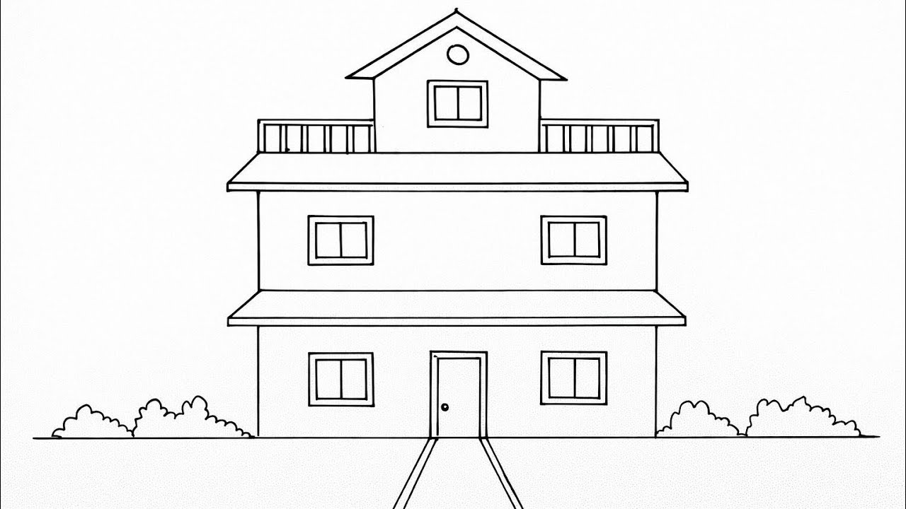 How to make a beautiful house/ building house drawing/ ghar ka chitra kaise banate hai #drawing #art