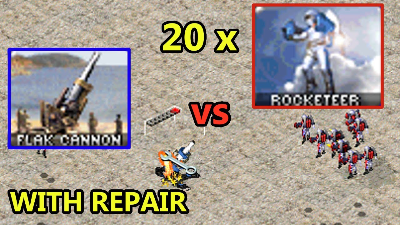 Can 20 Rocketeer destroy 1 Flak Cannon? - Red Alert 2