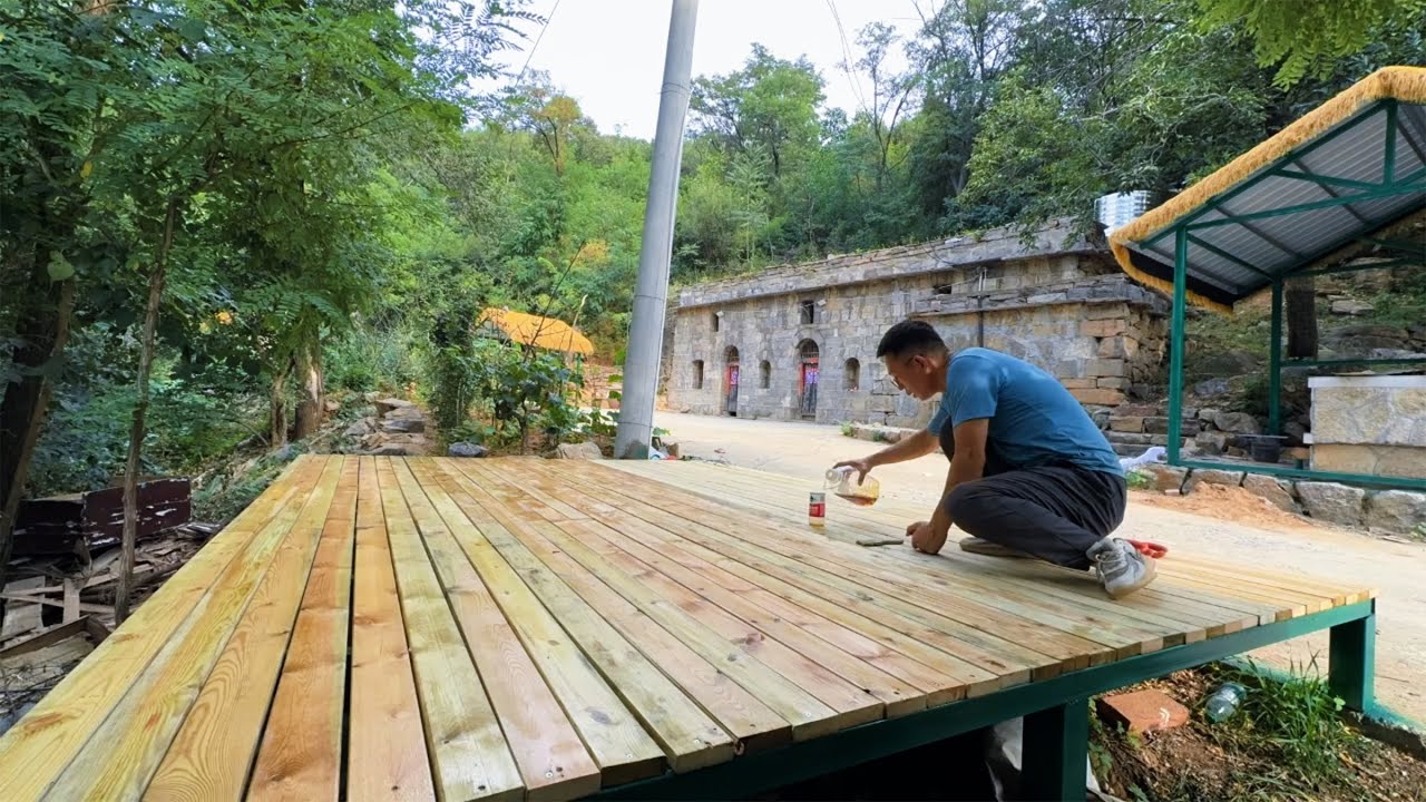 Building a Steel Roof and Wooden Table in My Mountain Courtyard | Simple Rural Life